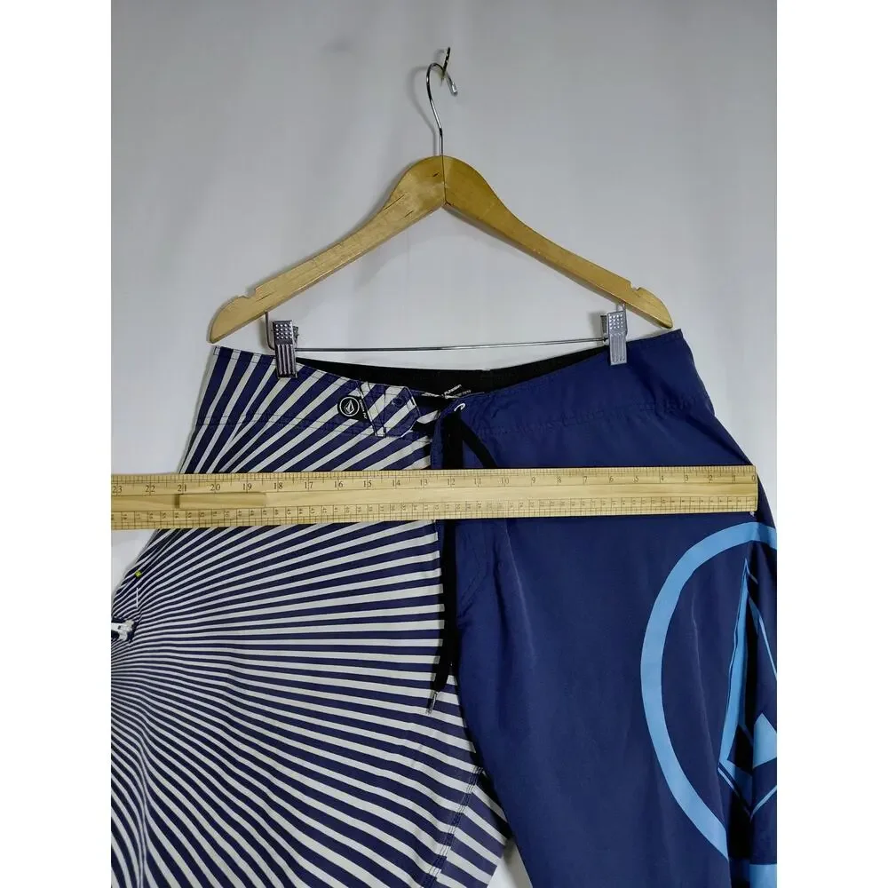 Volcom V2S Striped Cinch Fly Board Shorts Swimwear Men See Measurements
